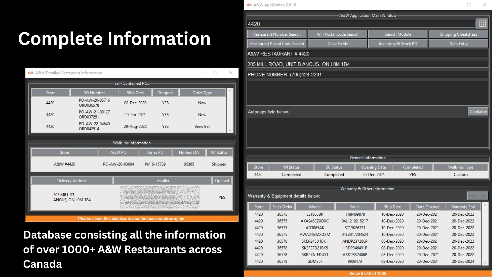 A&W Application Demo Image